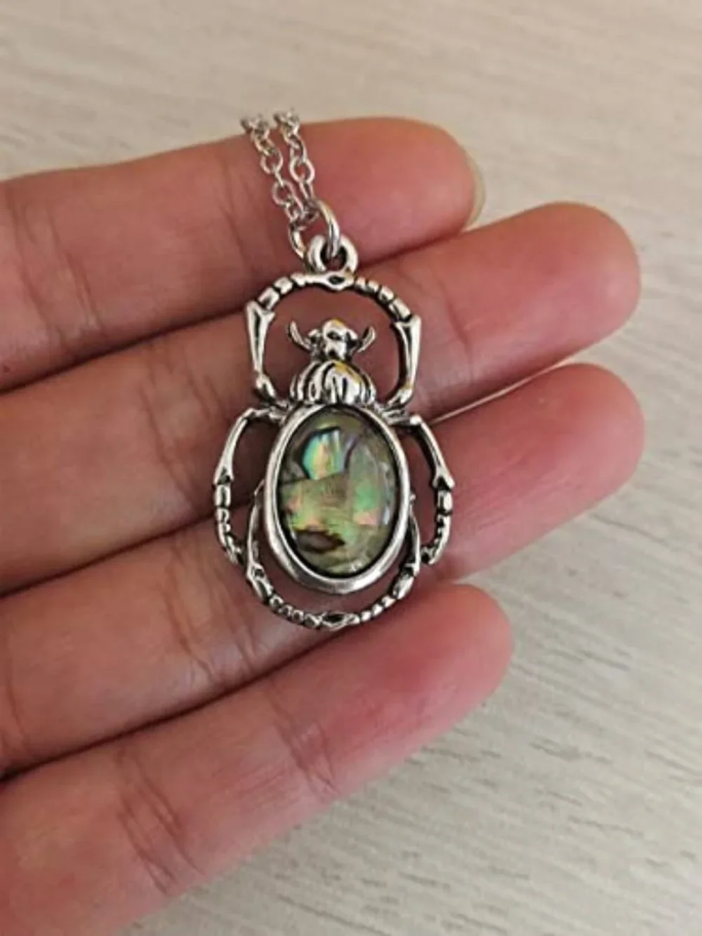 Antique Bronze Abalone Shell Bug Wildlife‎ Necklace